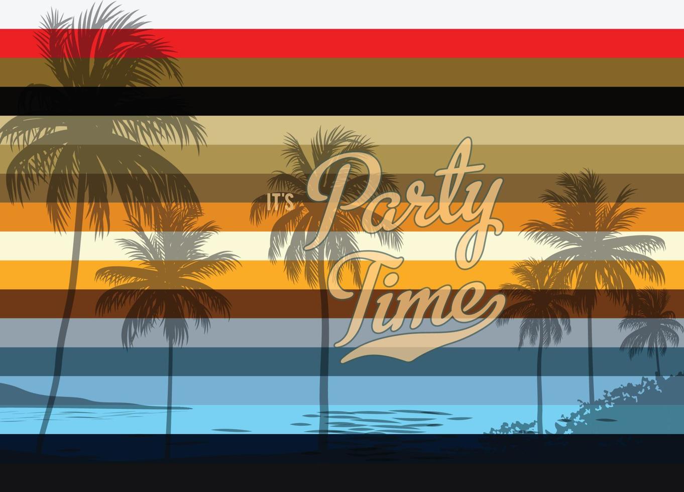 Party Zeit bunt Vektor Karte Palme Bäume bunt Post Design