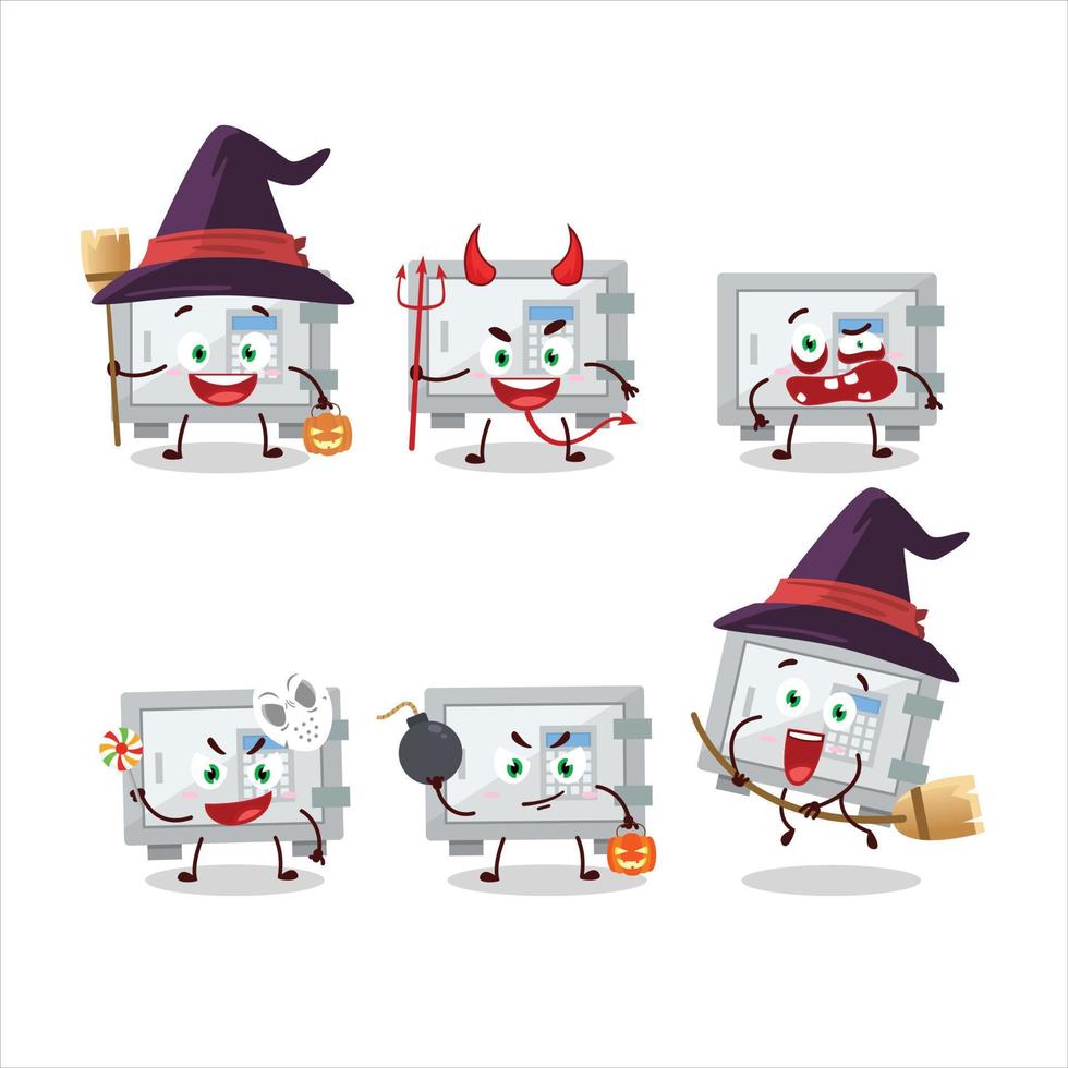 Halloween Ausdruck Emoticons mit Karikatur Charakter von Digital sicher Box vektor