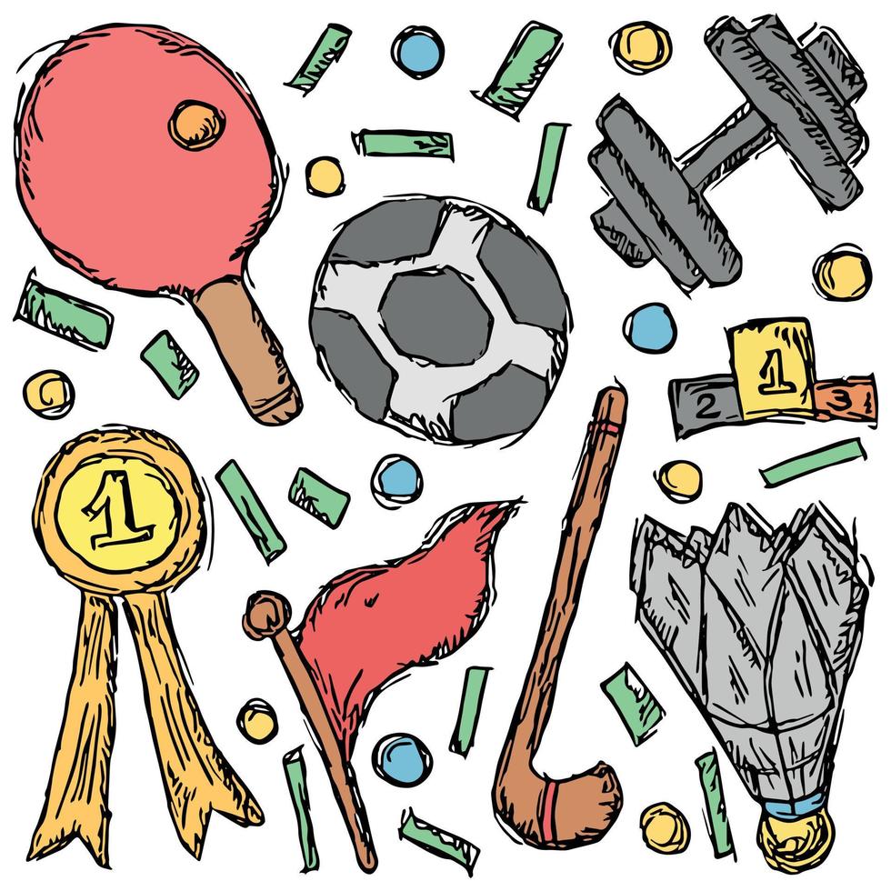 Sport Symbole. Gekritzel Vektor Sport Illustration