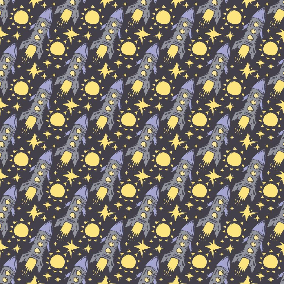 sömlös Plats mönster. kosmos bakgrund. klotter vektor Plats illustration