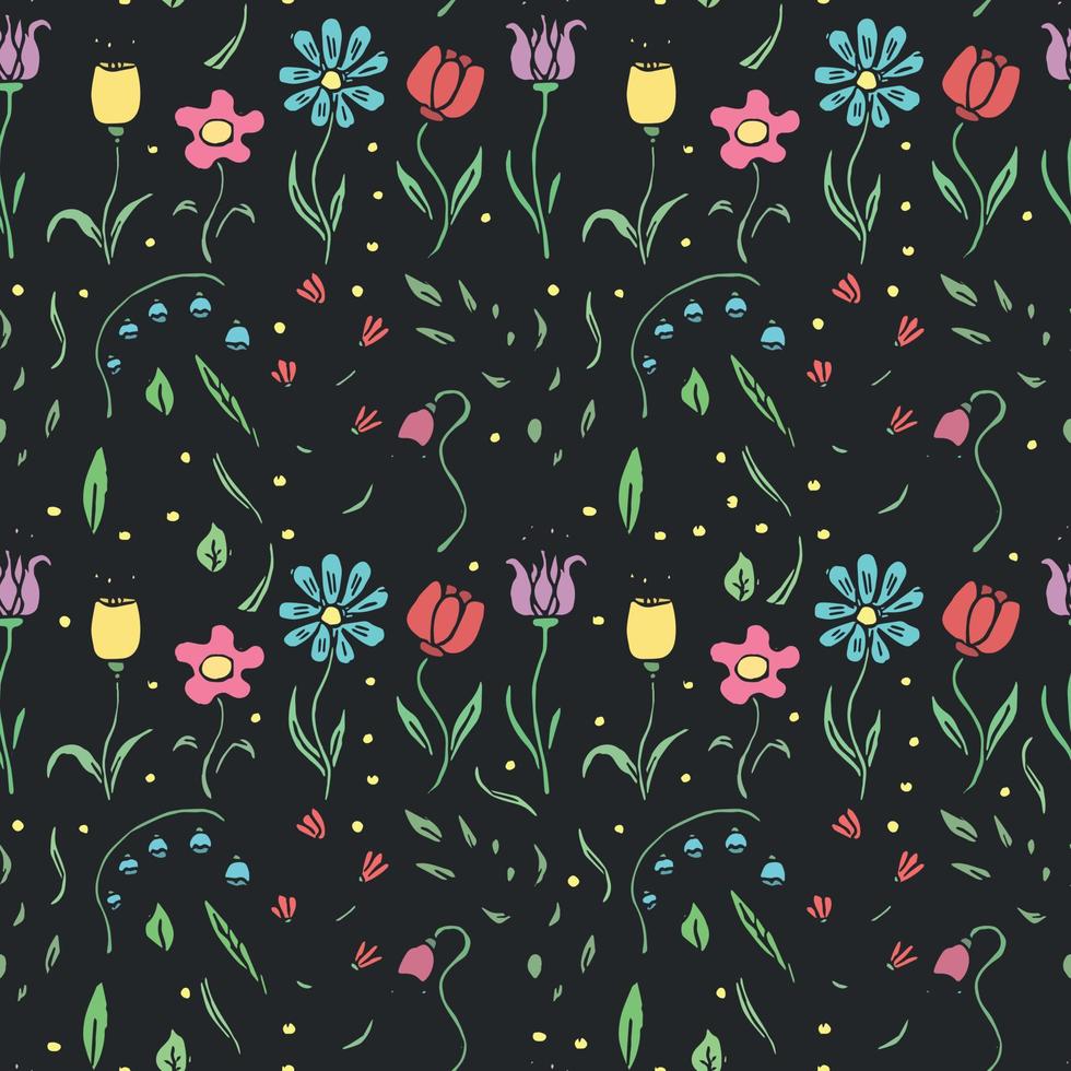 nahtlos Blumen- Muster. Gekritzel Blumen- Hintergrund. Frühling Muster vektor