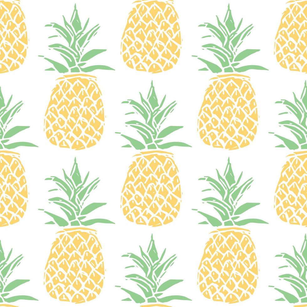 sömlös ananas mönster. klotter vektor med ananas. årgång ananas mönster
