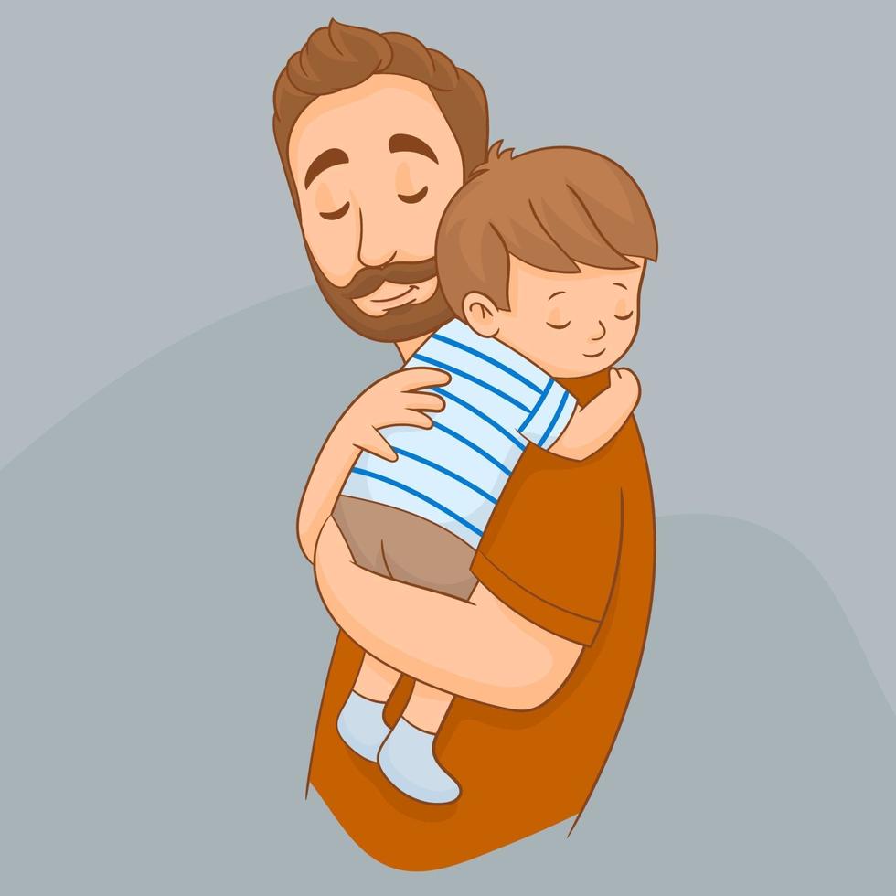 Vater hält Baby bequem schlafend vektor