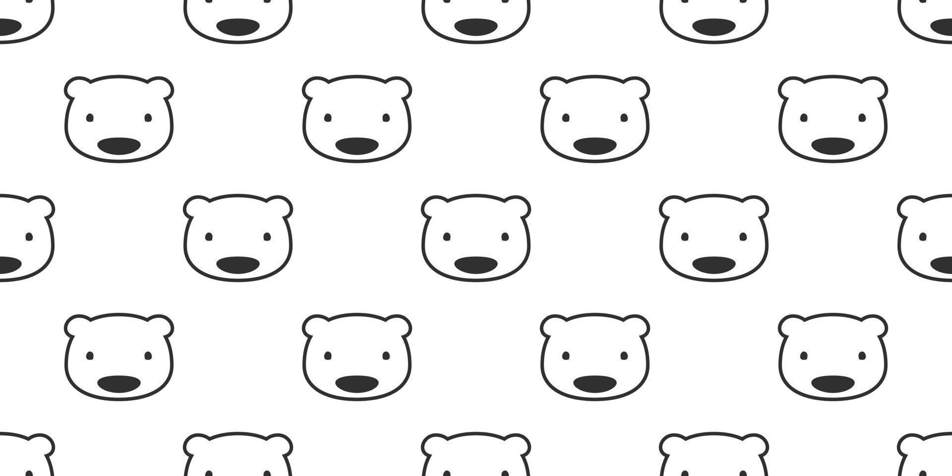 Björn sömlös mönster polär Björn teddy huvud isolerat vektor tapet bakgrund vit