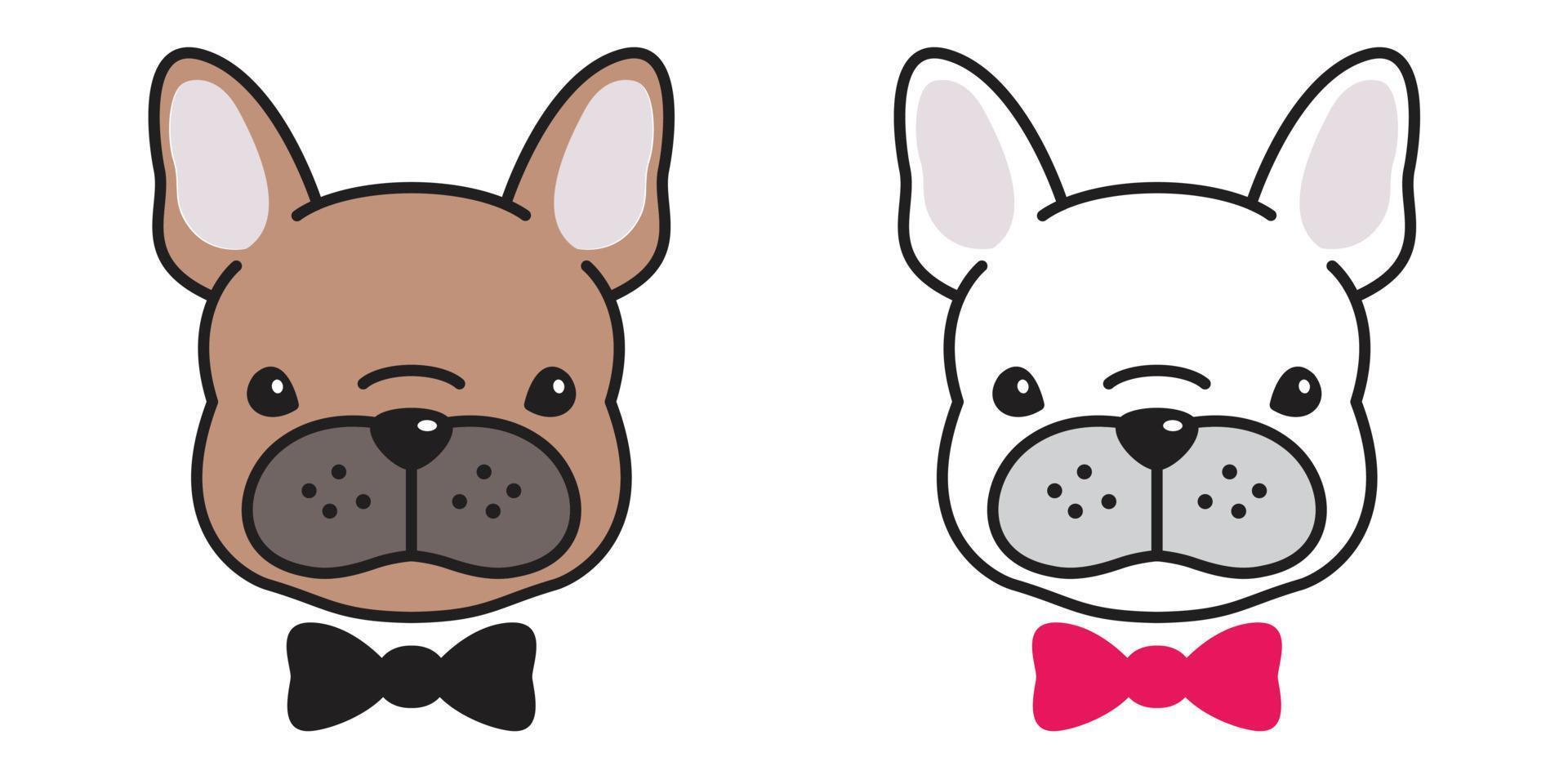 Hund Vektor Französisch Bulldogge Bogen Krawatte Charakter Karikatur Illustration