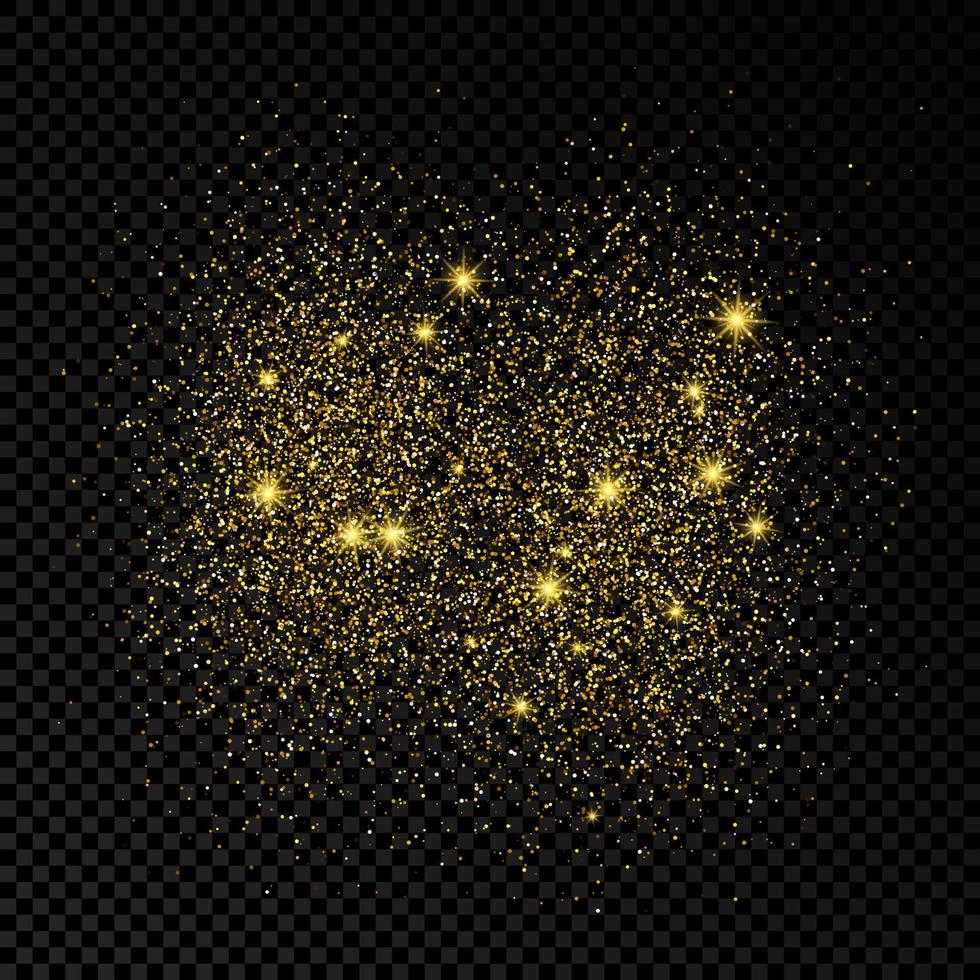 gyllene glittrande bakgrund på en mörk bakgrund. bakgrund med guld glitter effekt och tömma Plats för din text. vektor illustration