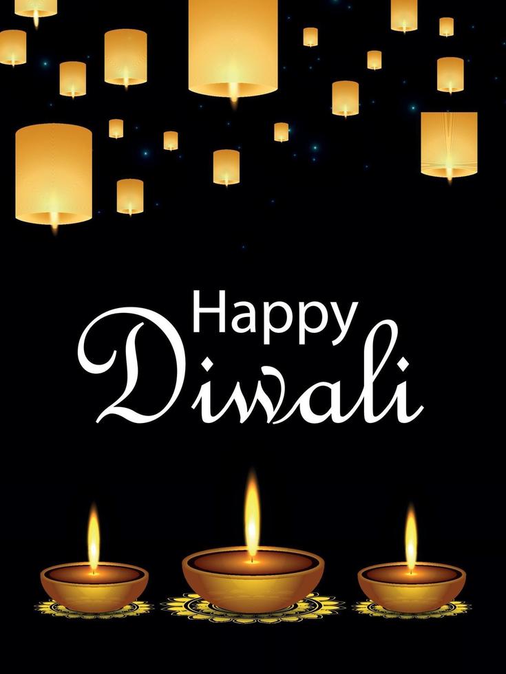 glad diwali firande affisch eller gratulationskort design vektor