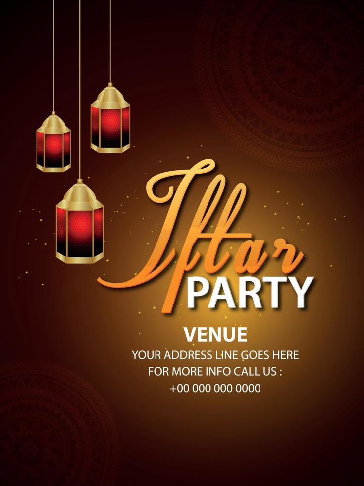 iftar party inbjudan affisch eller flyer, iftar party islamisk festival bakgrund vektor