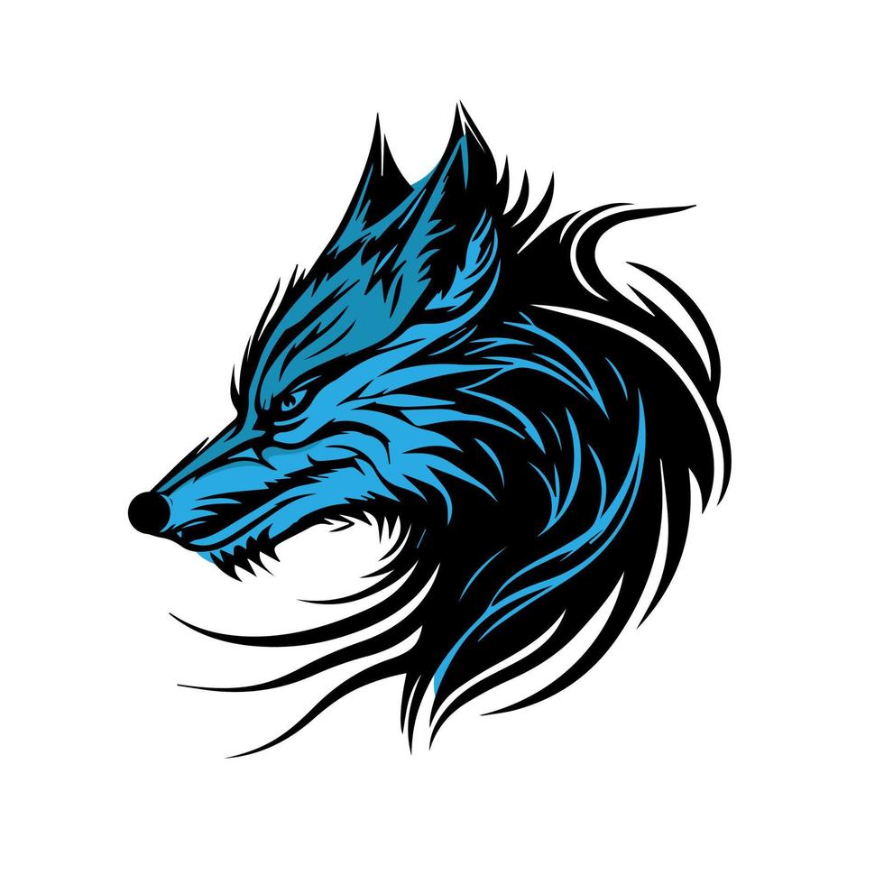 Blau Wolf Kopf Logo Vektor Illustration