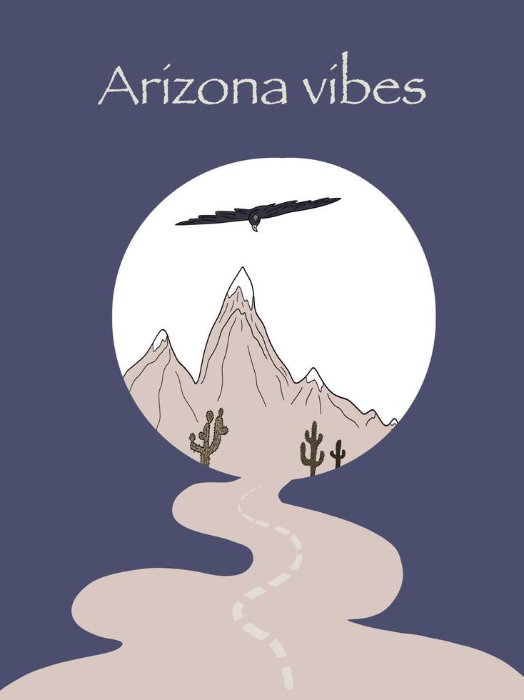 Arizona Wüste Stimmung mit Kakteen und Adler vektor