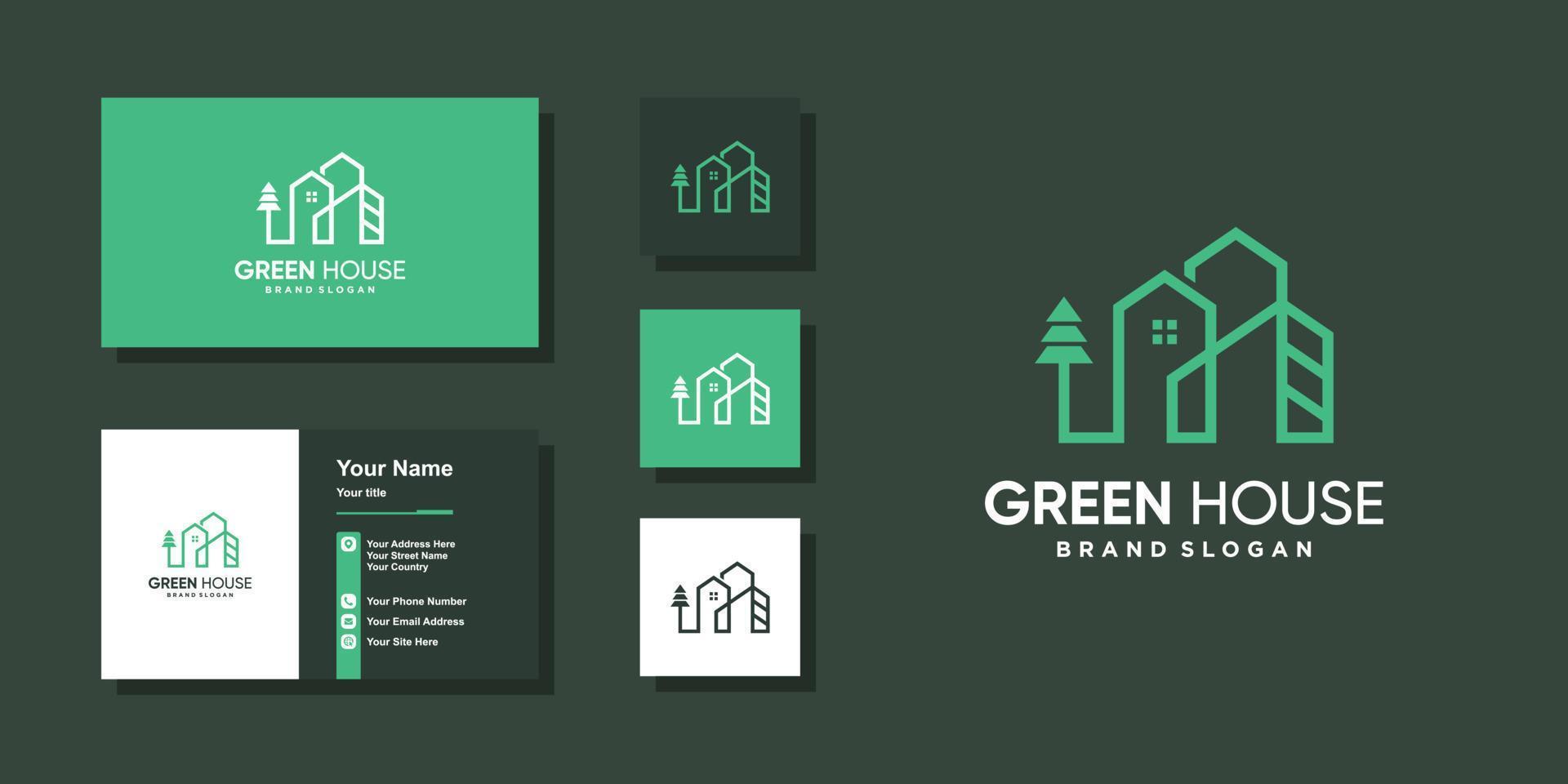 Grün Gebäude Logo Design Konzept Vektor