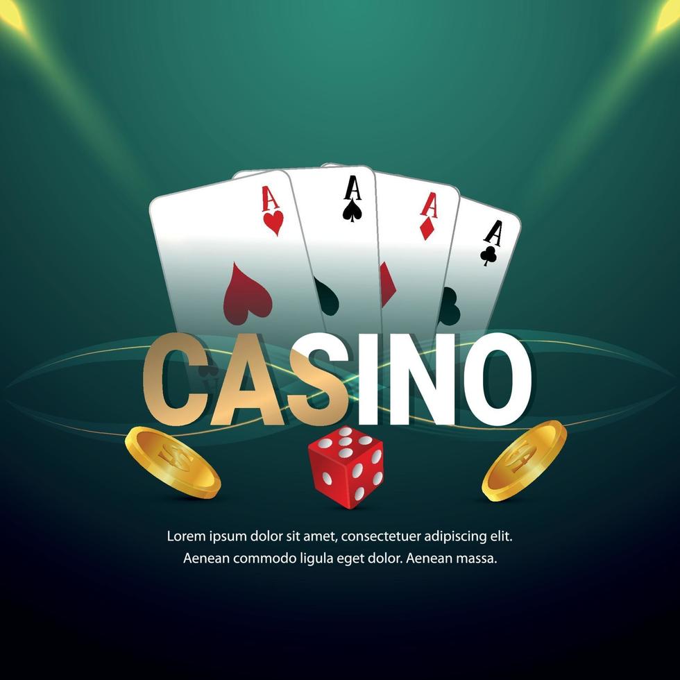 Casino VIP Luxus-Glücksspiel mit Chips, Karten und Würfeln vektor
