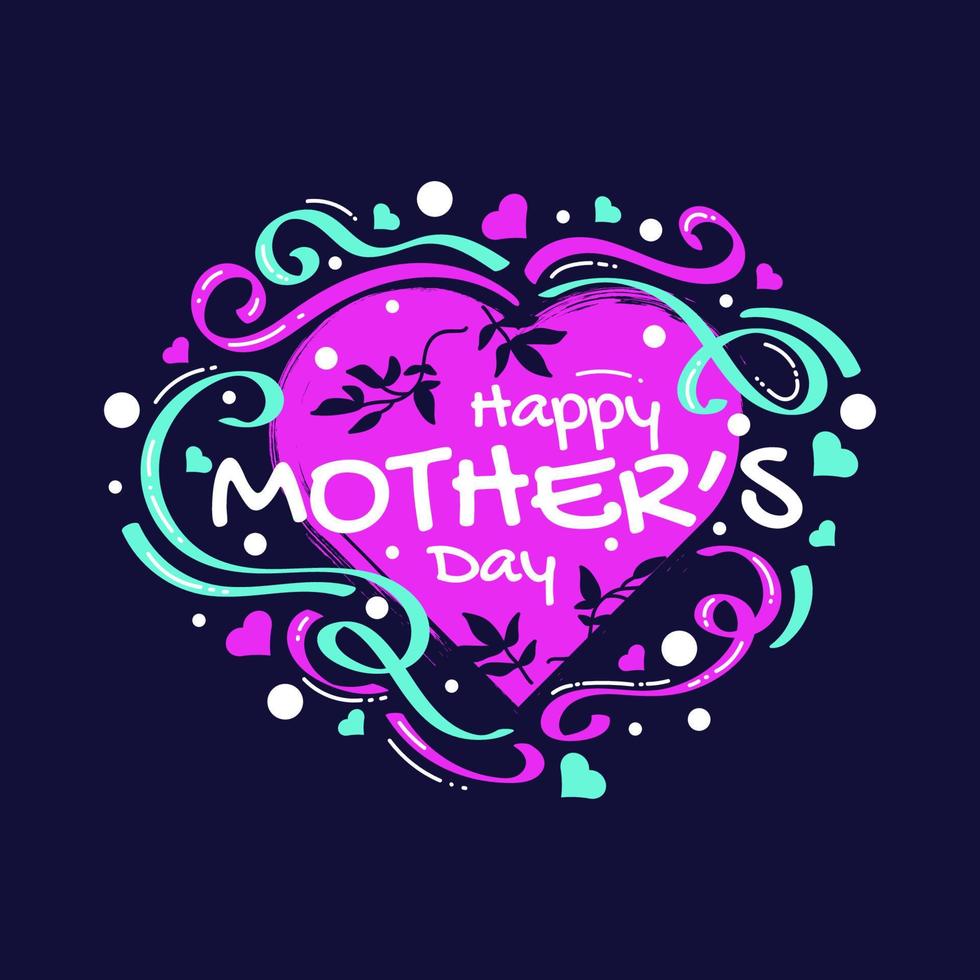 glücklich Mutter Tag Beschriftung mit bunt Gekritzel Stil. können Sein benutzt zum Gruß Karte, Poster, Banner, oder t Hemd Design vektor