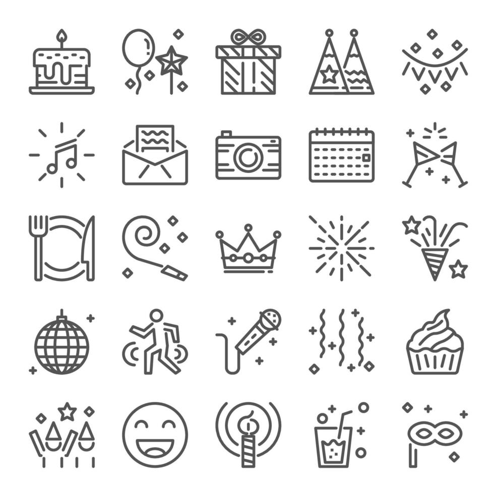 Geburtstagsfeier Icon Set vektor