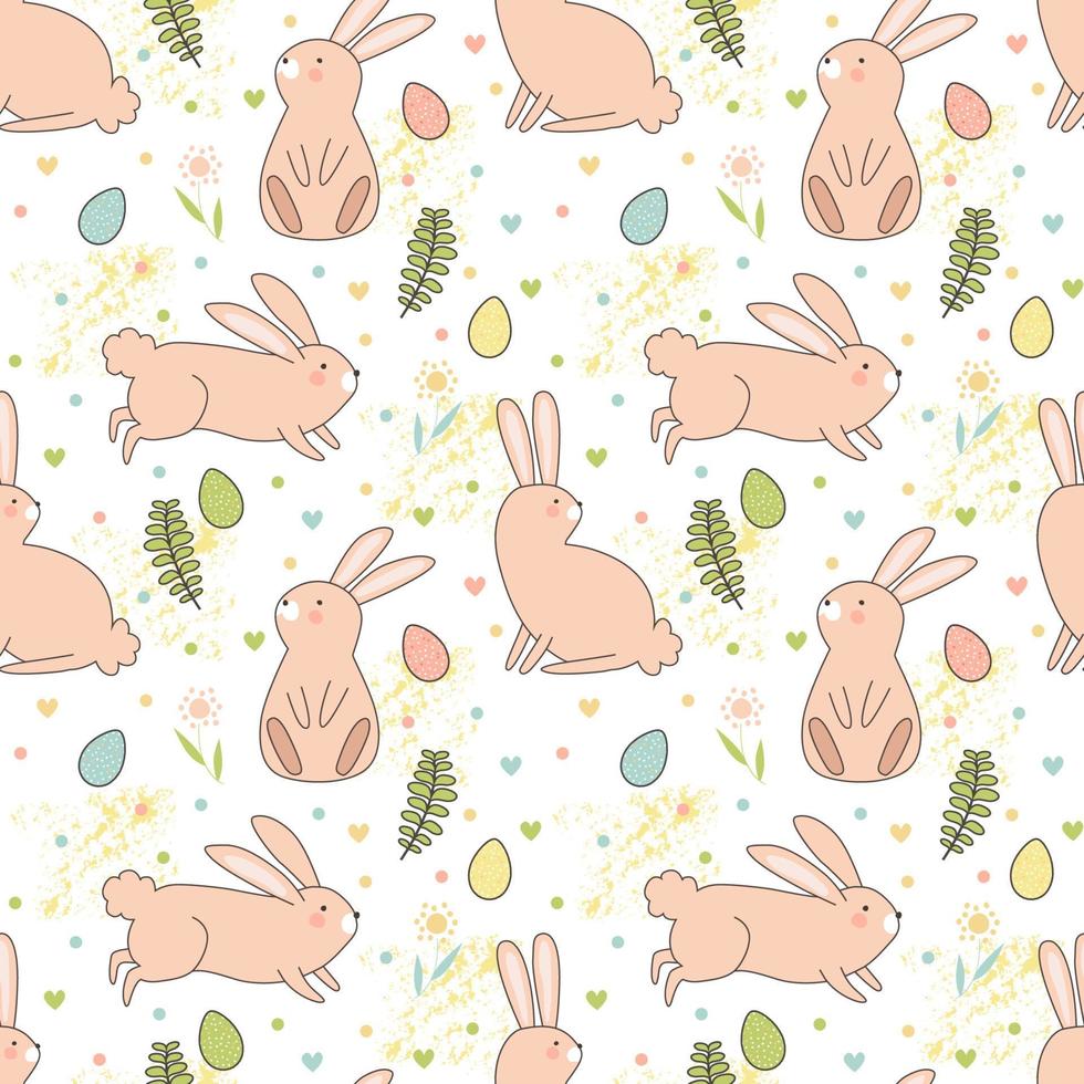 påsk kaniner och ägg. vektor illustration. sömlös mönster