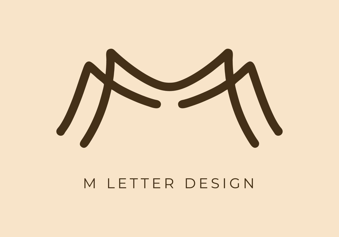 unik mono linje design av m första brev vektor