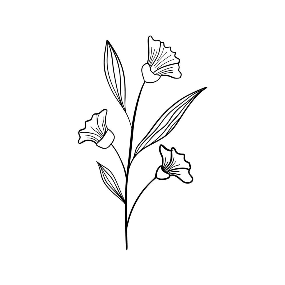 vektor illustration isolerat på vit bakgrund. svart rader blommor ikoner uppsättning. vektor isolerat blommig element.