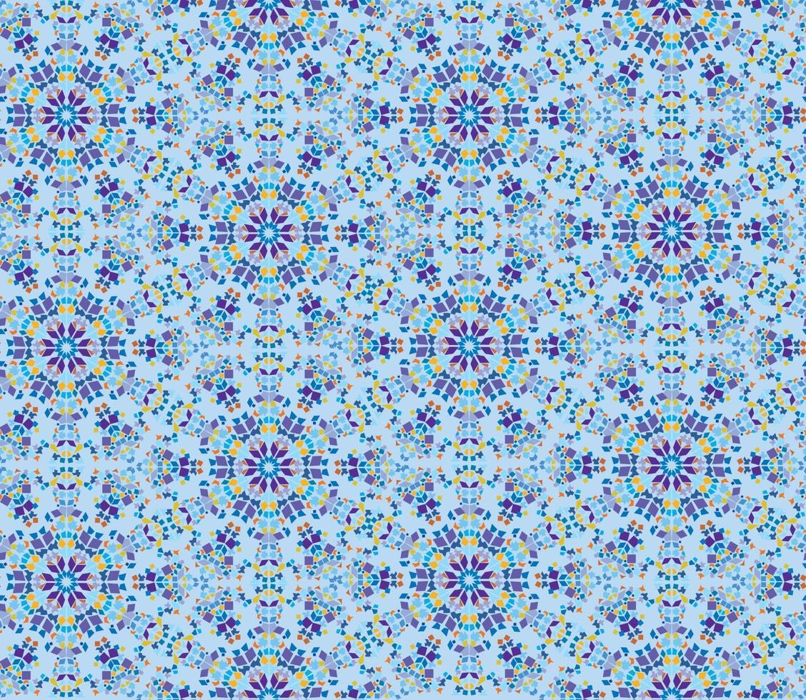 abstraktes kaleidoskopisches Mosaik nahtloses Muster. geometrischer Zierhintergrund der Blume. florale ethnische gekachelte orientalische Blumenverzierung. vektor