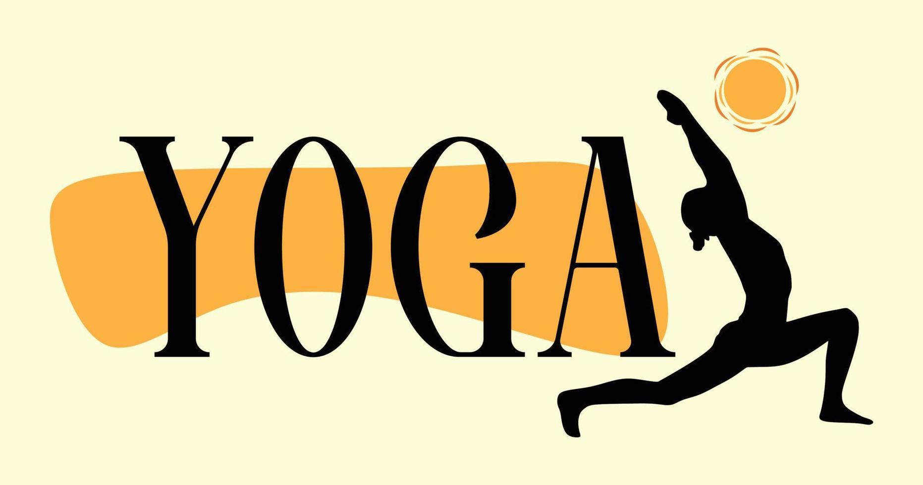spelare silhuett vektor en kvinna hoppar i främre av en gul bakgrund den där säger yoga internationell dag baner design vektor