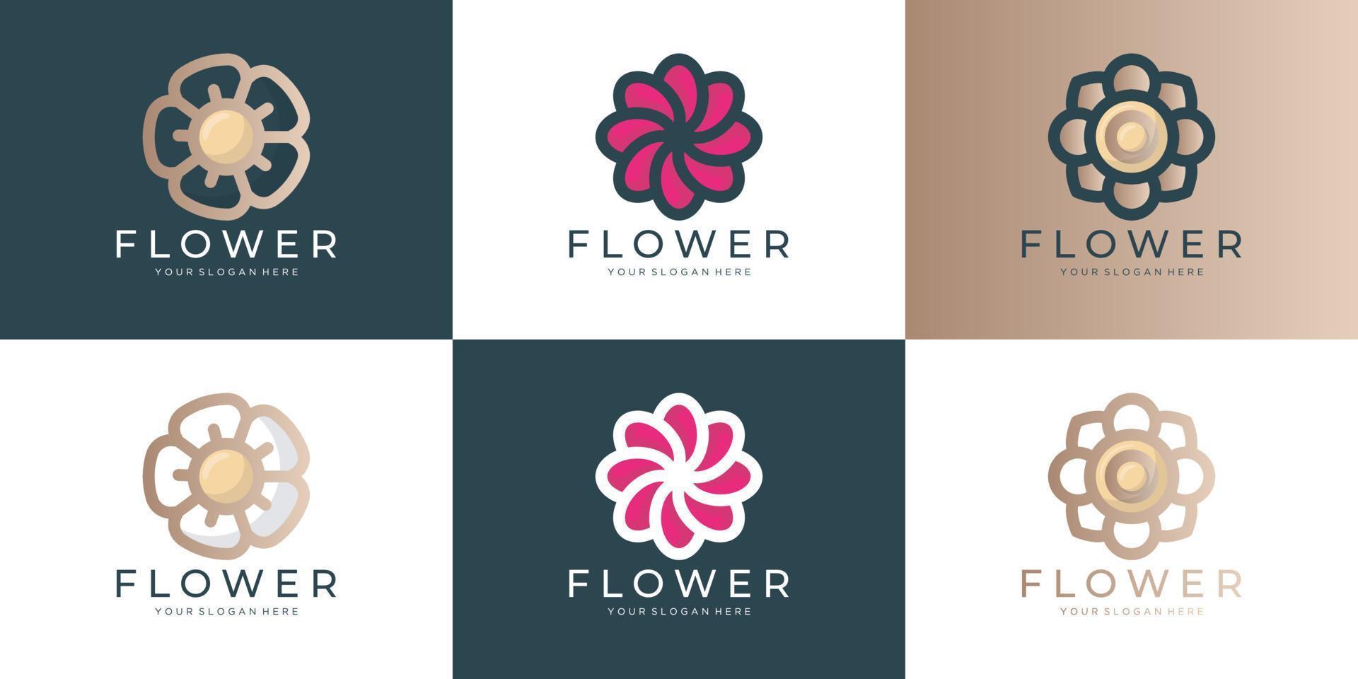 Blume Logo Symbol einstellen Vektor Design. elegant Prämie Ornament Vektor Logo Symbol