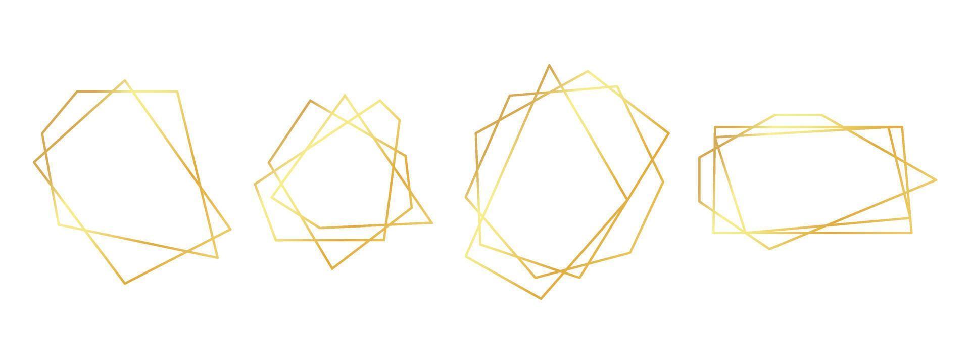 guld bröllop geometrisk ramar. lyx polygonal gränser isolerat på vit bakgrund vektor