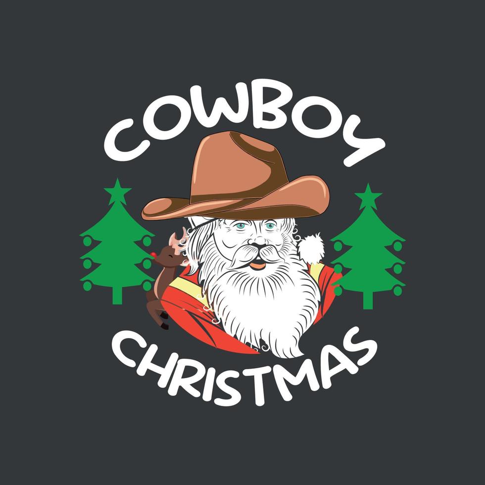 cowboy jul söt santa claus Västra xmas t-shirt design vektor