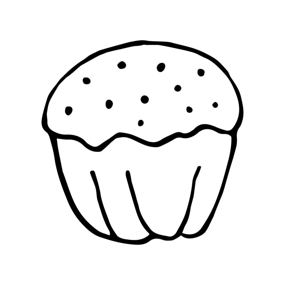 cupcake i doodle stil isolerad på vit bakgrund vektor