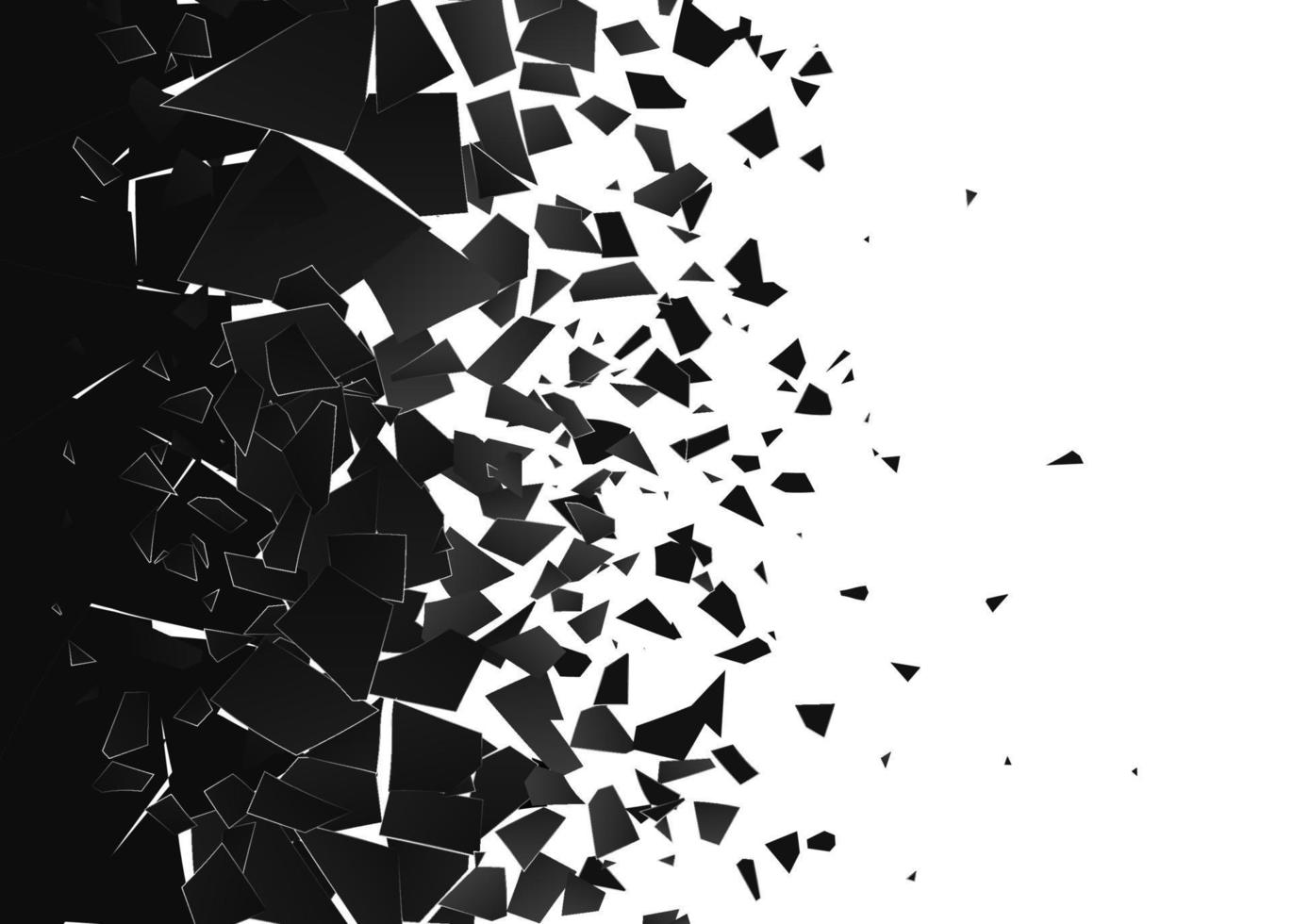 abstrakt moln av bitar och fragment efter explosion. rivning yta. splittras och förstörelse effekt. vektor illustration