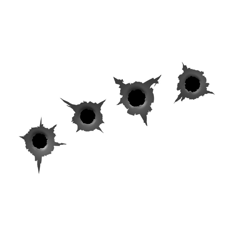 Spår från maskin pistol. kula hål. skada och sprickor på yta från kula. vektor