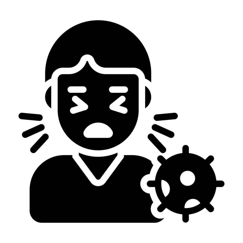 nysning man avatar med coronavirus symbol betecknar begrepp av sjuk man vektor