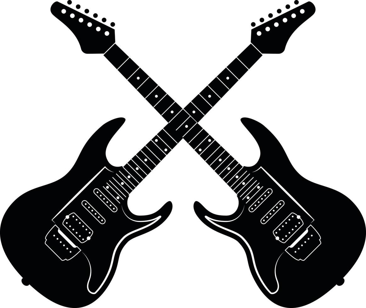 svartvit vektor bild av två elektrisk gitarrer