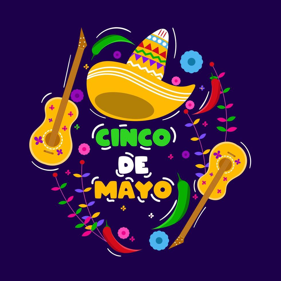cinco de mayo statlig Semester Maj 5:e i Mexiko, cinco de mayo festival affisch med färgrik dekoration vektor