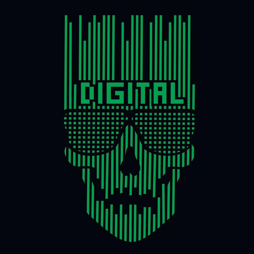 digital t-shirt med skalle-grunge vintage design vektor