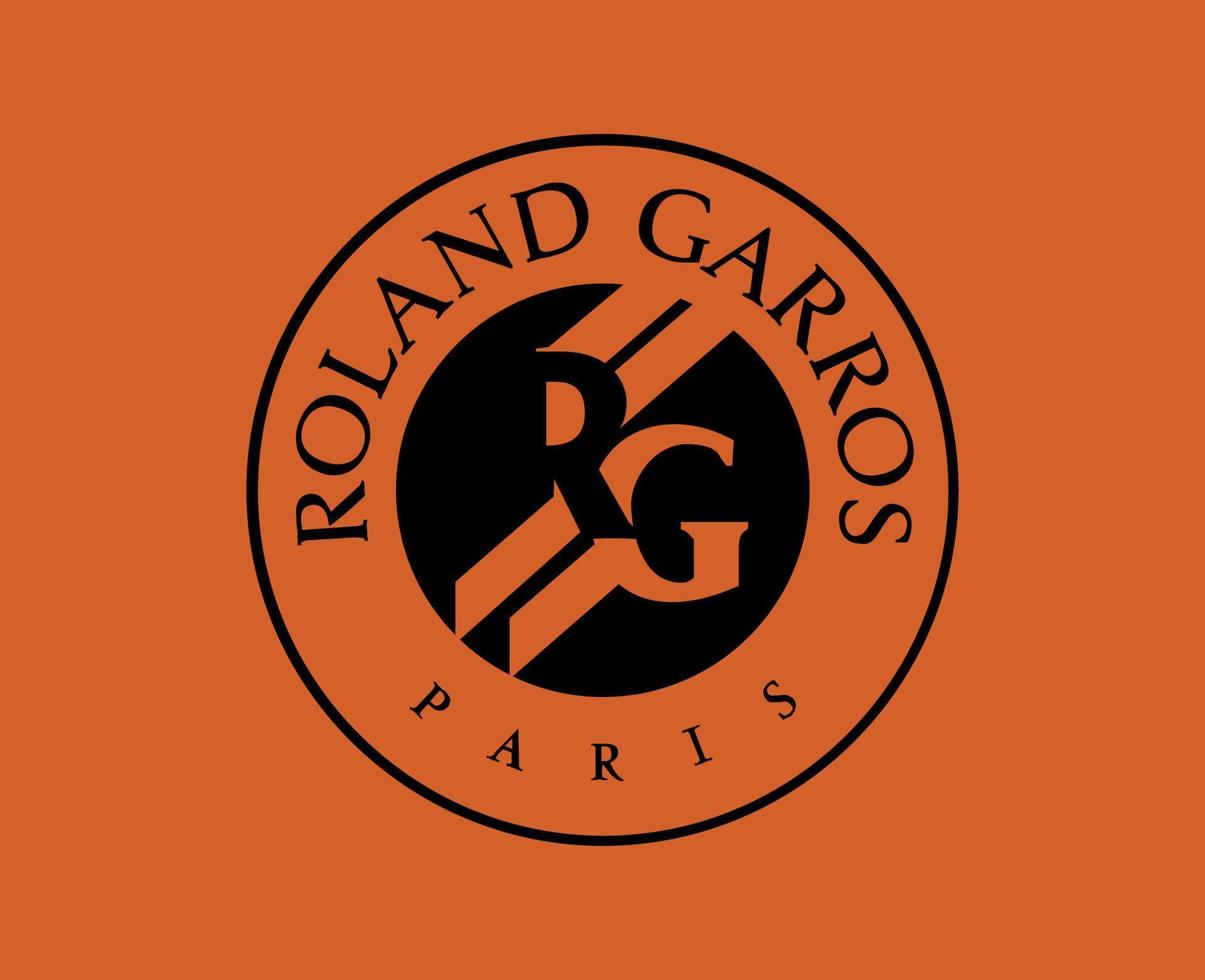 roland garros tennis symbol svart franska öppen turnering logotyp mästare design vektor abstrakt illustration med orange bakgrund