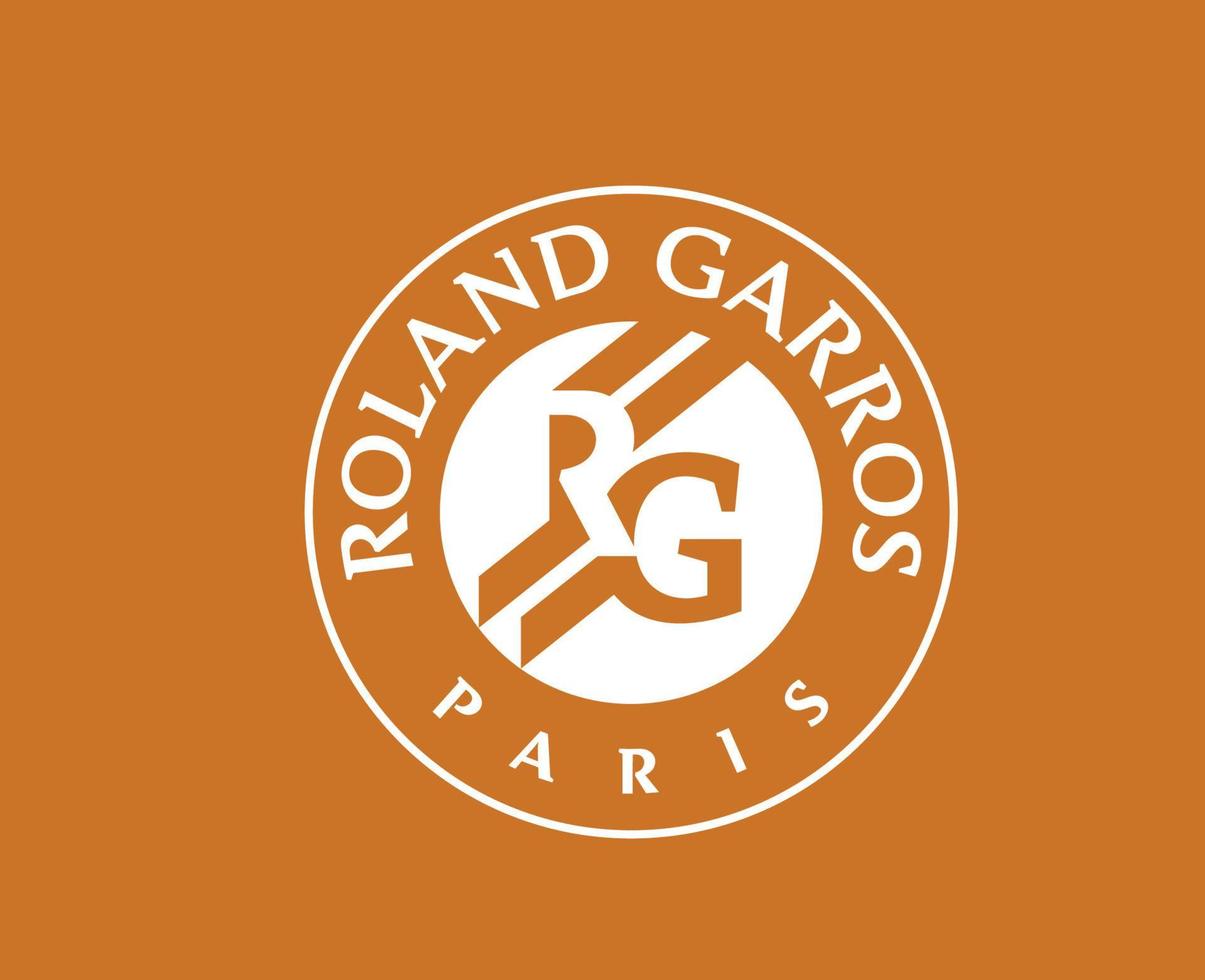 Roland Garros Turnier Tennis Symbol Weiß Französisch öffnen Logo Champion Design Vektor abstrakt Illustration mit Orange Hintergrund