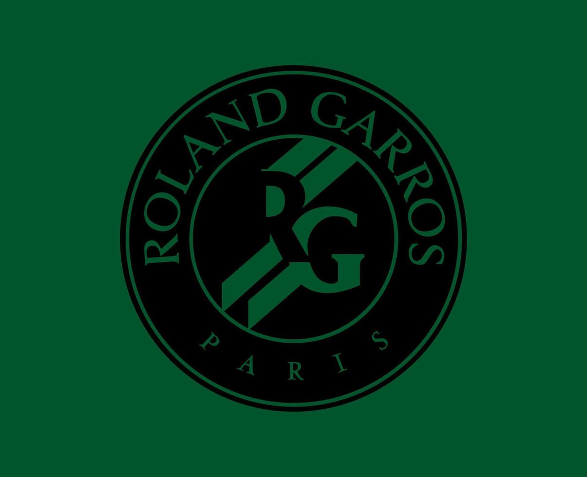 Roland Garros Turnier Logo Symbol schwarz Französisch öffnen Tennis Champion Design Vektor abstrakt Illustration mit Grün Hintergrund