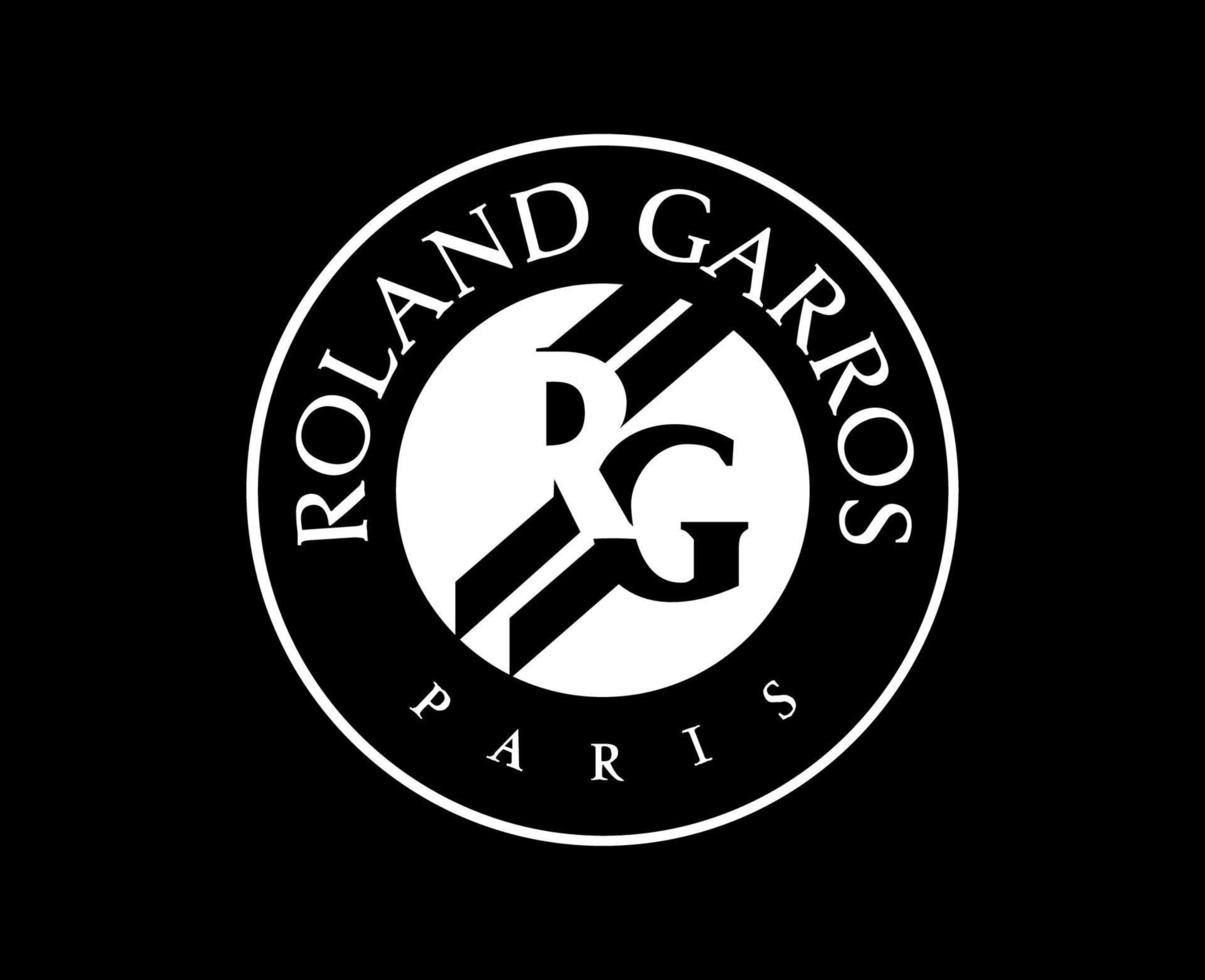 Roland Garros Tennis Symbol Weiß Französisch öffnen Turnier Logo Champion Design Vektor abstrakt Illustration mit schwarz Hintergrund