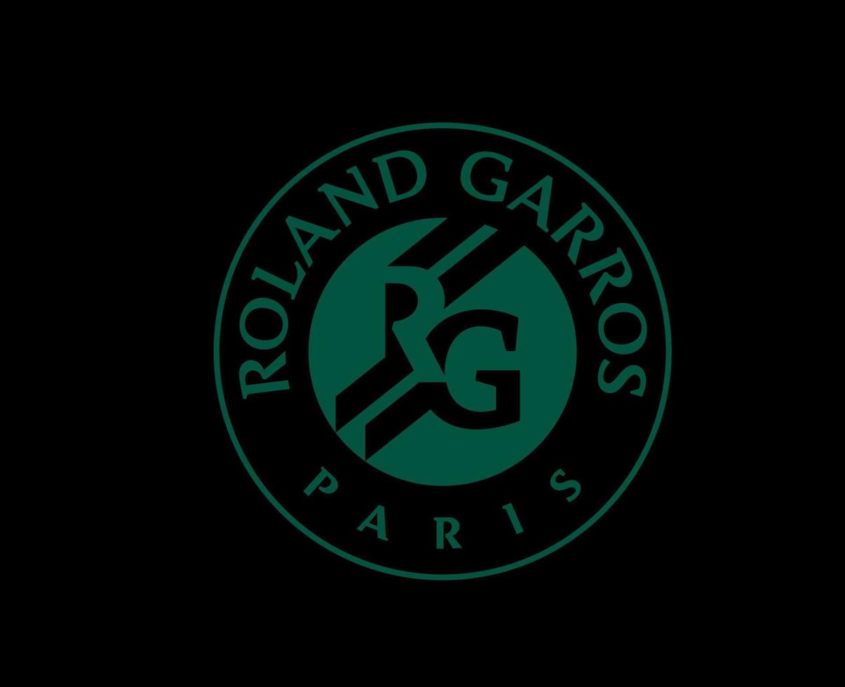 Roland Garros Turnier Tennis Symbol Grün Französisch öffnen Logo Champion Design Vektor abstrakt Illustration mit schwarz Hintergrund