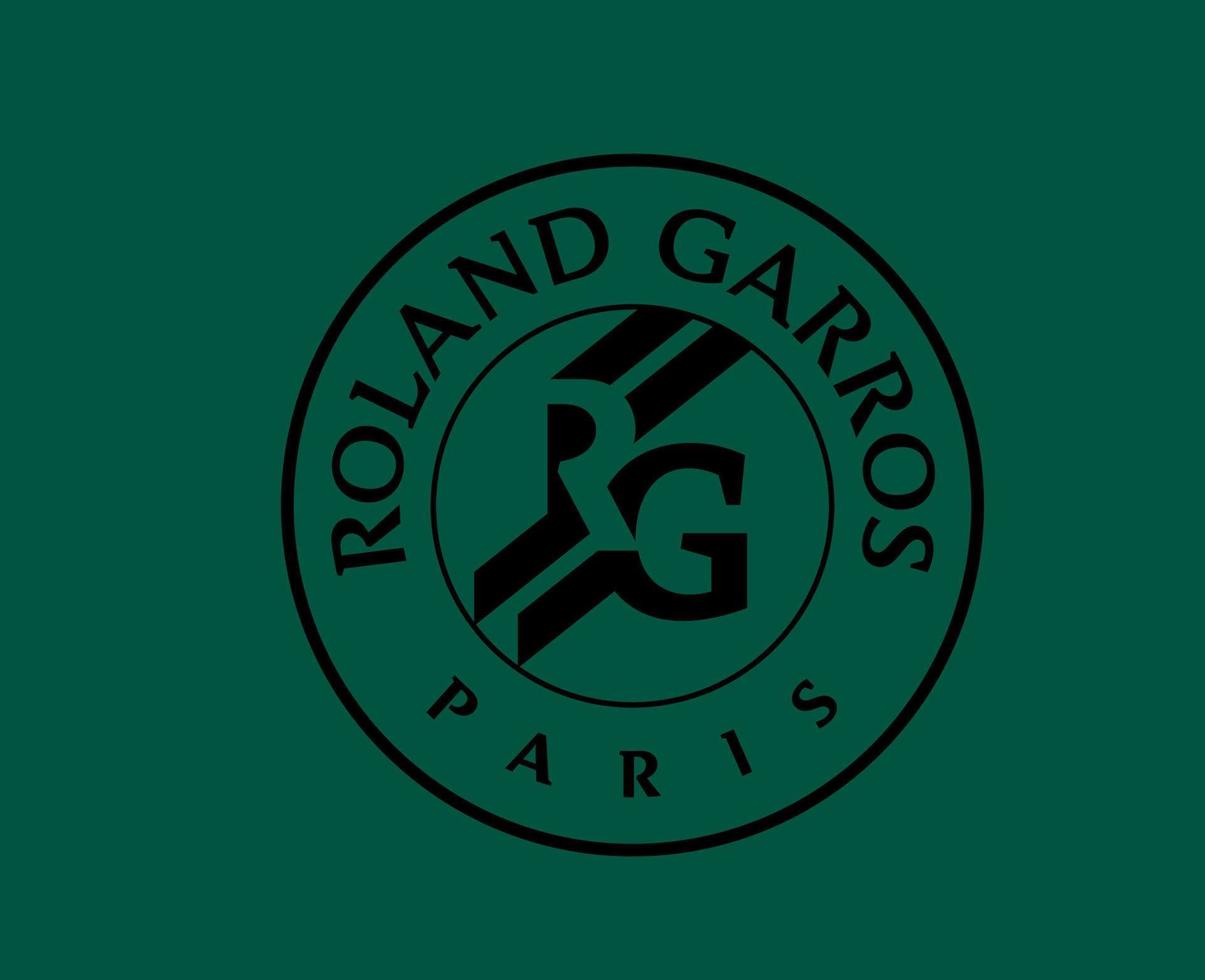 Roland Garros Turnier Symbol schwarz Französisch öffnen Tennis Logo Champion Design Vektor abstrakt Illustration mit Grün Hintergrund