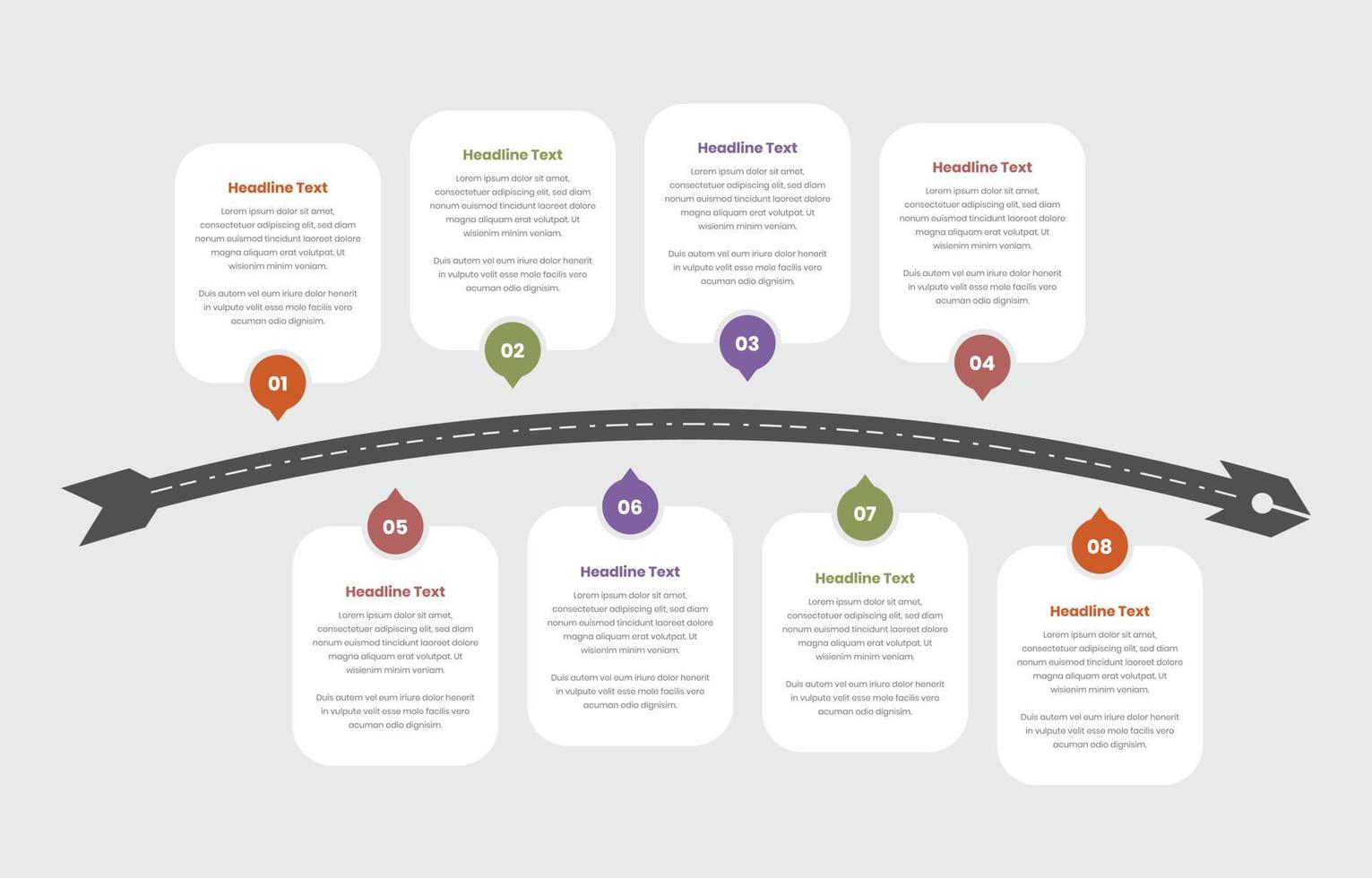 företag färdplan eller tidslinje infographic mall med siffra för text och data presentation vektor