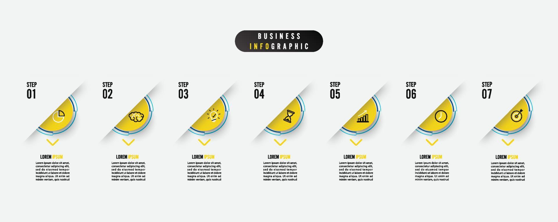 Geschäft Infografik Element mit 7 Optionen, Schritte, Nummer Vektor Vorlage Design