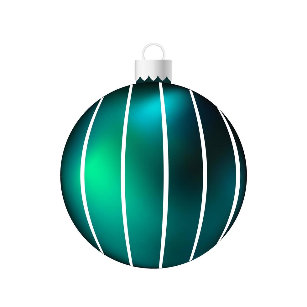 dunkelgrünes Weihnachtsbaumspielzeug oder Ball volumetrische und realistische Farbabbildung vektor