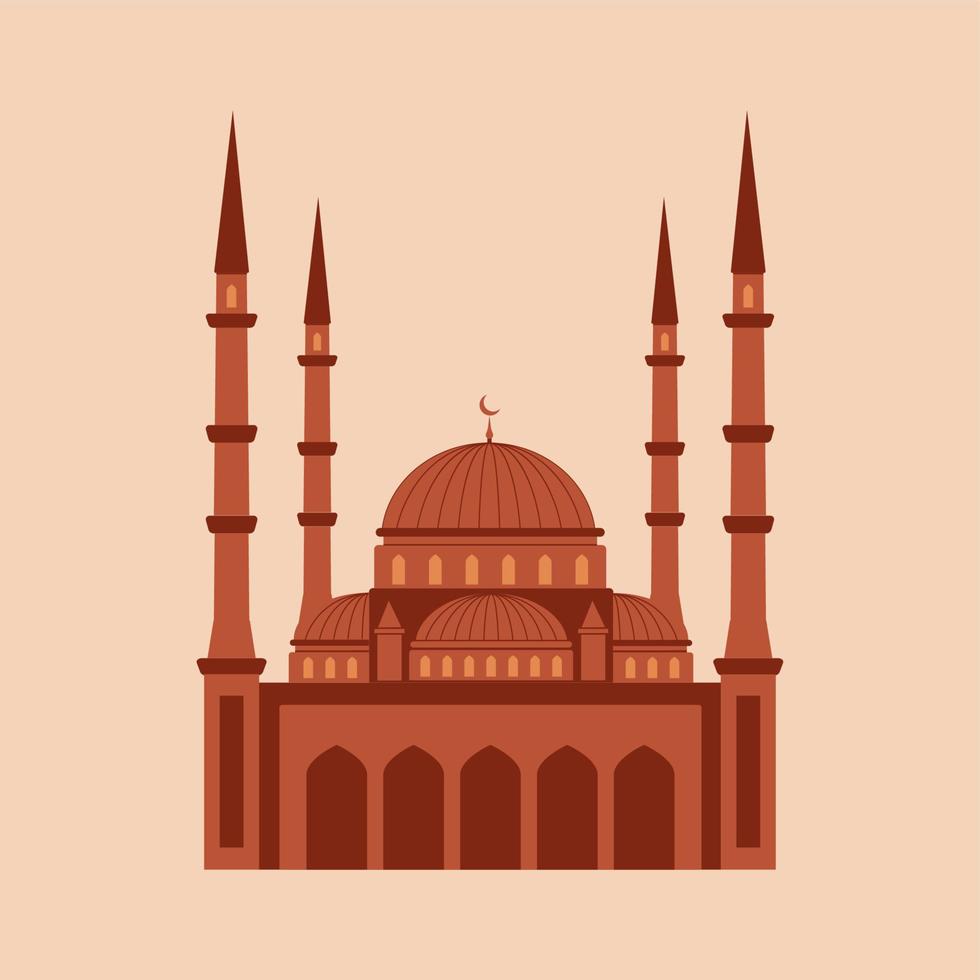 muslim moské vektor illustration. eid mubarak, ramadan kareem hälsning kort.