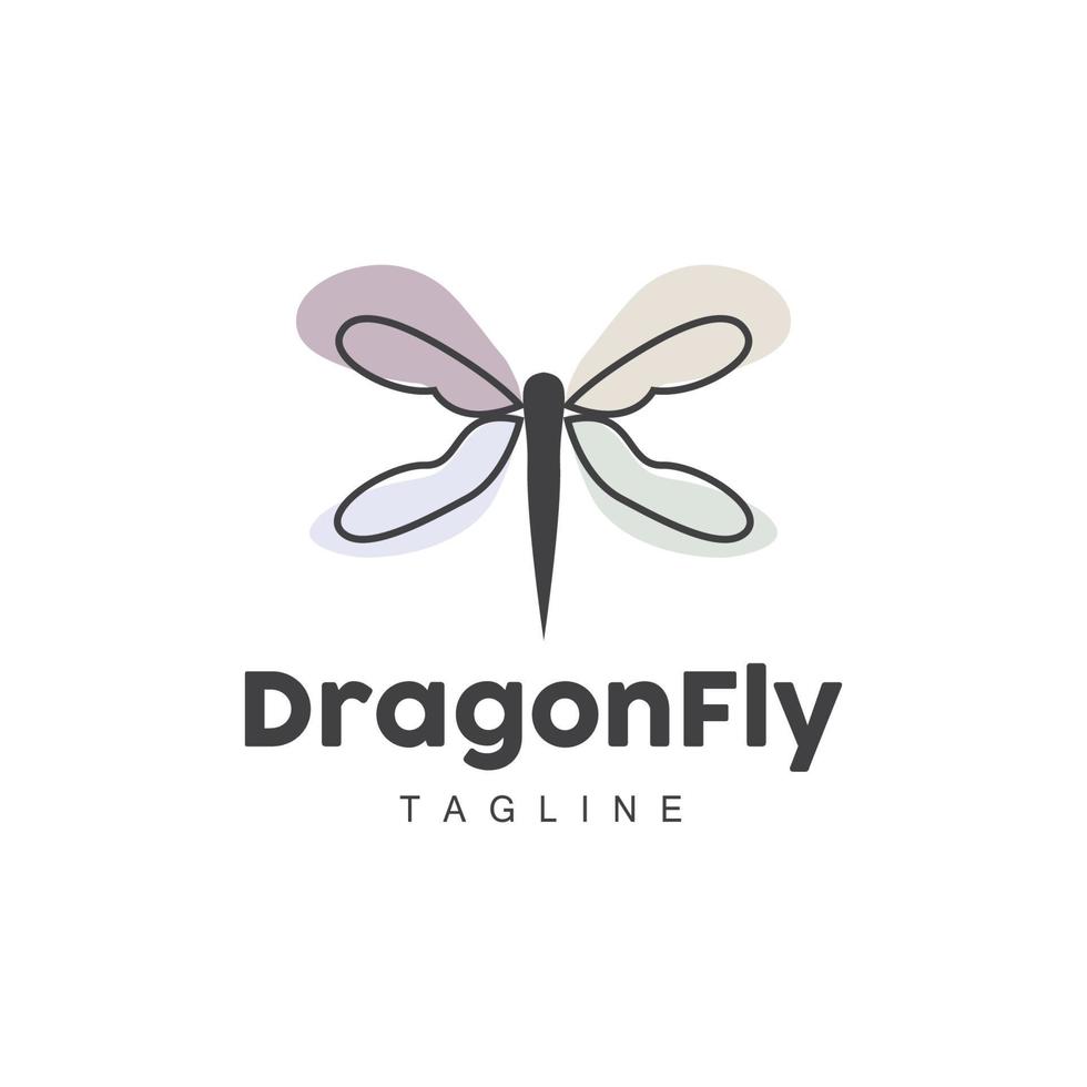 Libelle Logo, fliegend Tier Design, Vektor einfach Linie Stil, Symbol Symbol Illustration
