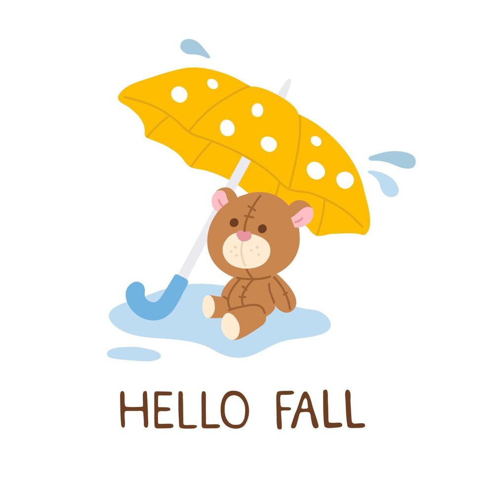 Teddy Bär unter Regenschirm vektor