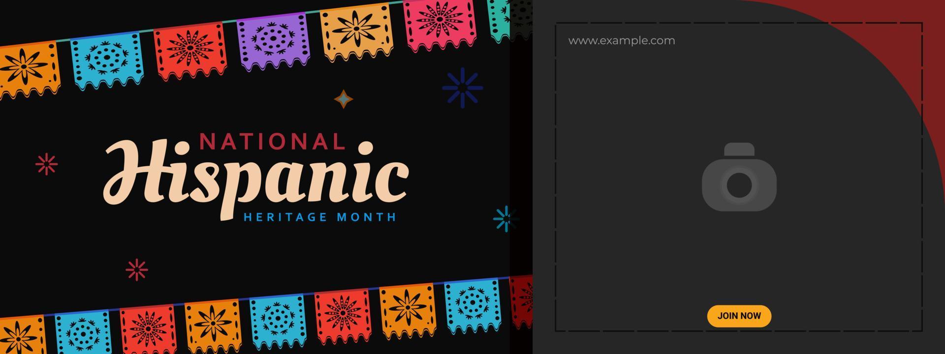 latinamerikan arv månad. abstrakt flagga prydnad baner design, färgrik stil med text, geometri vektor