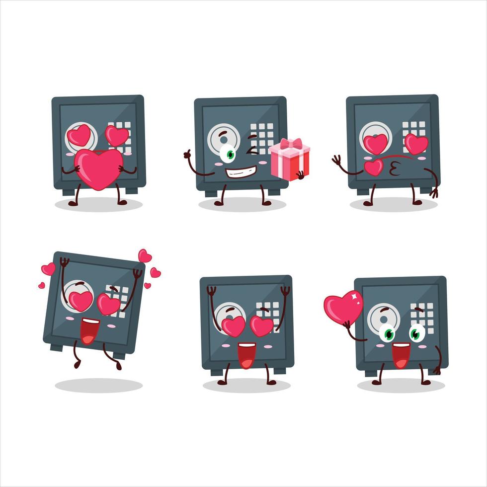 säker deposition låda tecknad serie karaktär med kärlek söt uttryckssymbol vektor