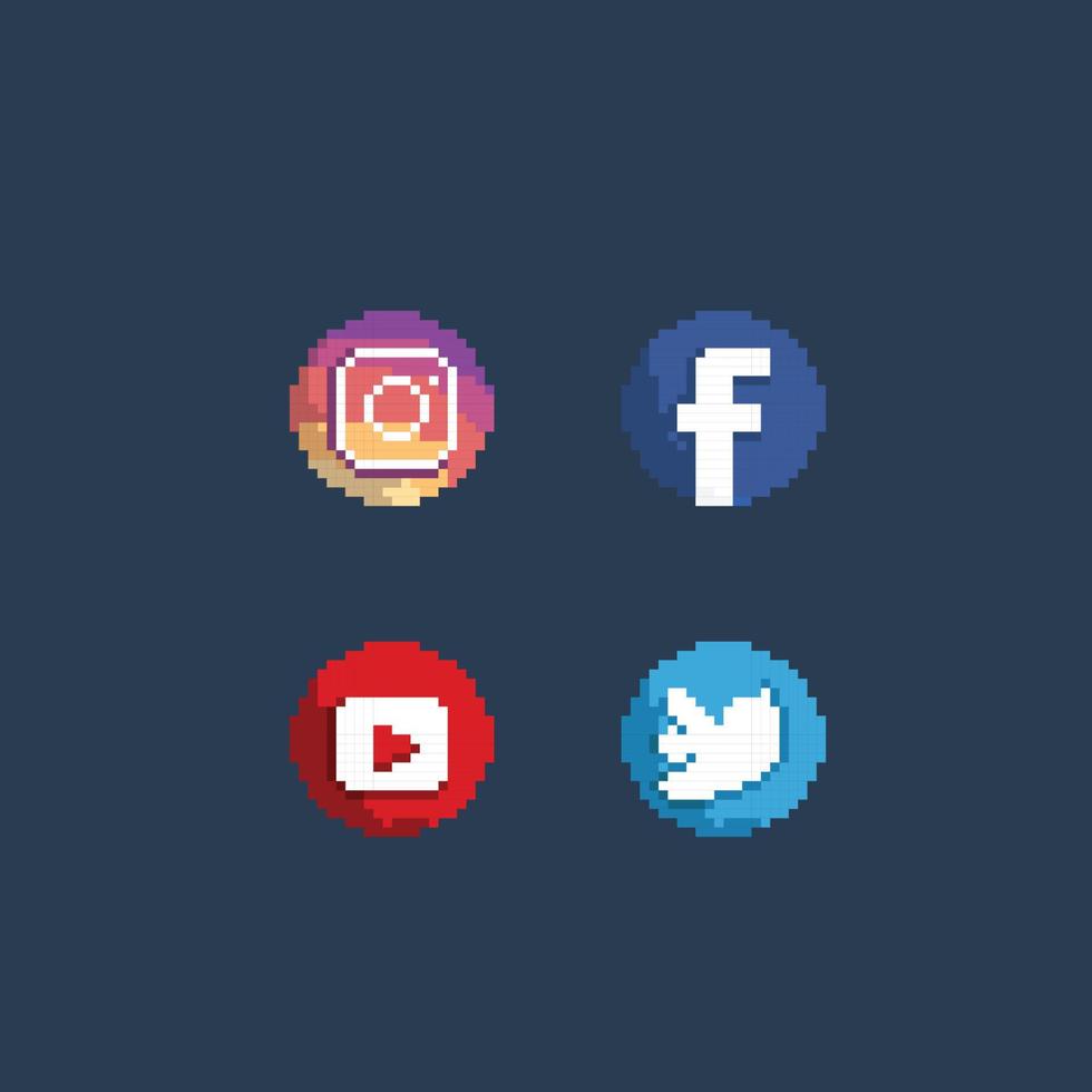 social media ikon i pixel konst stil vektor
