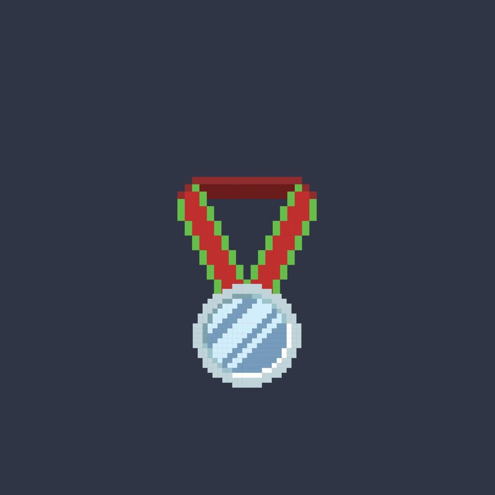 Silber Medaille im Pixel Kunst Stil vektor