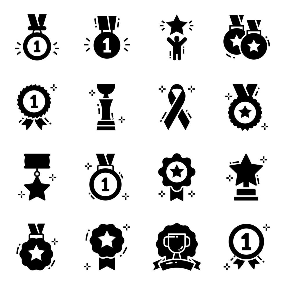 Abzeichen und Medaillen Icon Set vektor